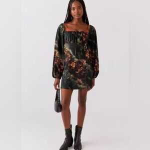 Floral Black and Orange Women's Dress